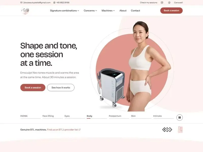 2Shy Beauty website homepage